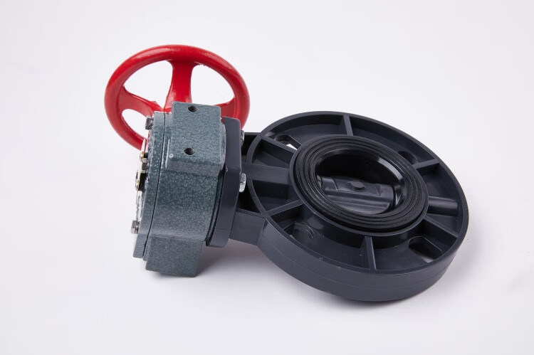 upvc涡轮蝶阀pvcu蝶阀涡轮pvc塑料蝶阀pvc塑料法兰化工耐酸碱dn5063mm