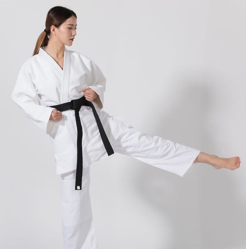 严选品质】儿童合气道服柔道服居和道服合气道服装巴西柔术道服 白色