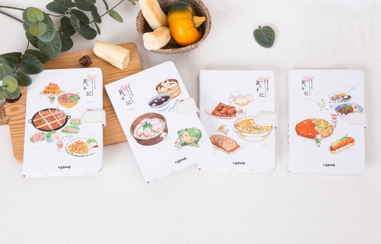 玉泉韵美食吃货手账本食之手账彩页磁扣精装彩边笔记本加厚日记本上海