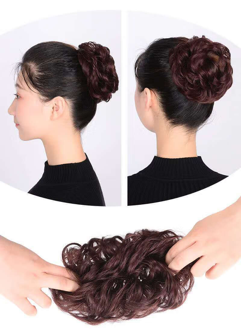丸子头盘发器假发发饰假发圈蓬松无痕假发包头花女盘头网红发苞皮筋款