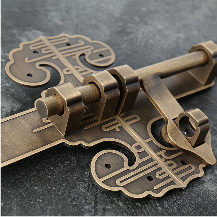 别墅庭院木大门仿古锁铜中式大门插销门扣门栓铜门闩庭院户外仿古木门