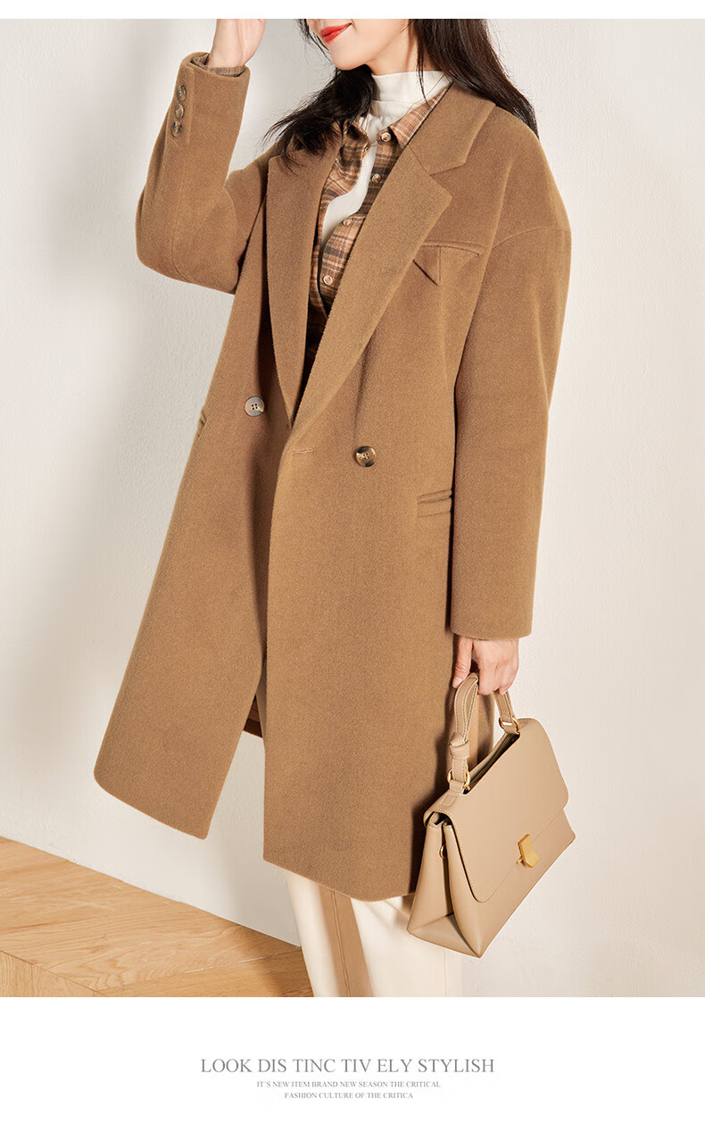 娅丽达呢子大衣女中长款2021秋冬新款赫本风黑色外套女 黑色(a0) xxl