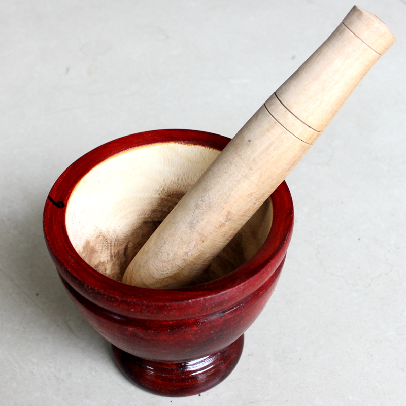 实木圆臼捣碎器家用研磨捣药罐蒜泥器舂钵臼子擂辣椒捣鸡脚实木舂桶宽