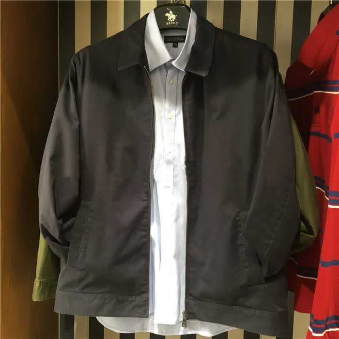 polo圣大保罗专柜男士外套全棉翻领单夹克 商务休闲pw17wj001 深蓝k9