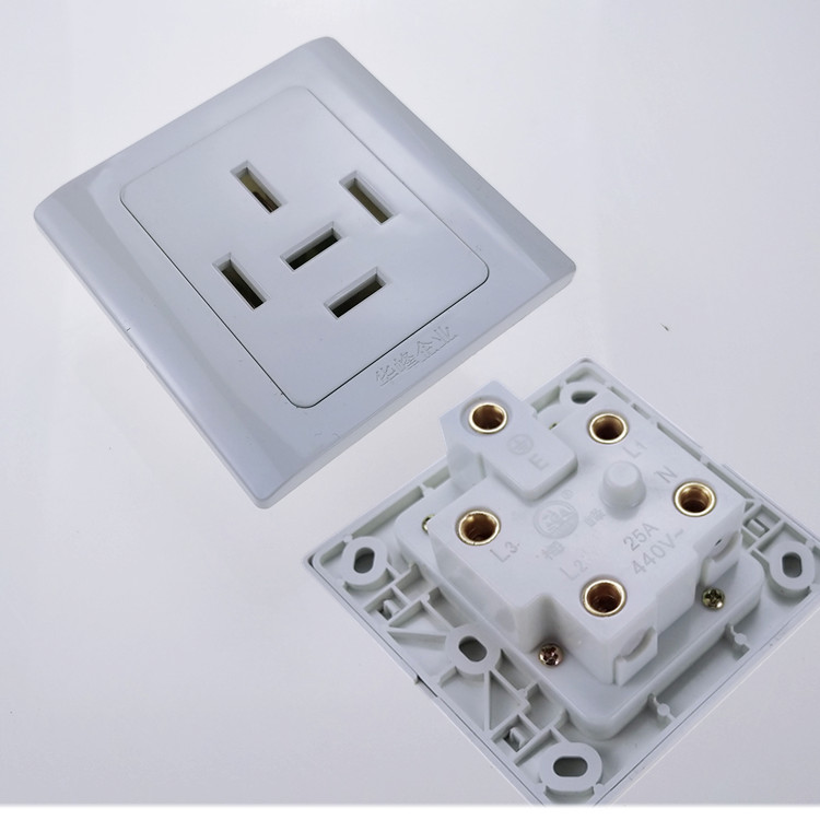 瑞朴秦380v三相五孔16a25a工业插座5芯空调插头86型墙壁电源插座440v