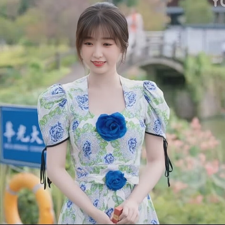两个人的小森林虞书欣虞美人同款连衣裙印花碎花裙子女衣服潮 图片色