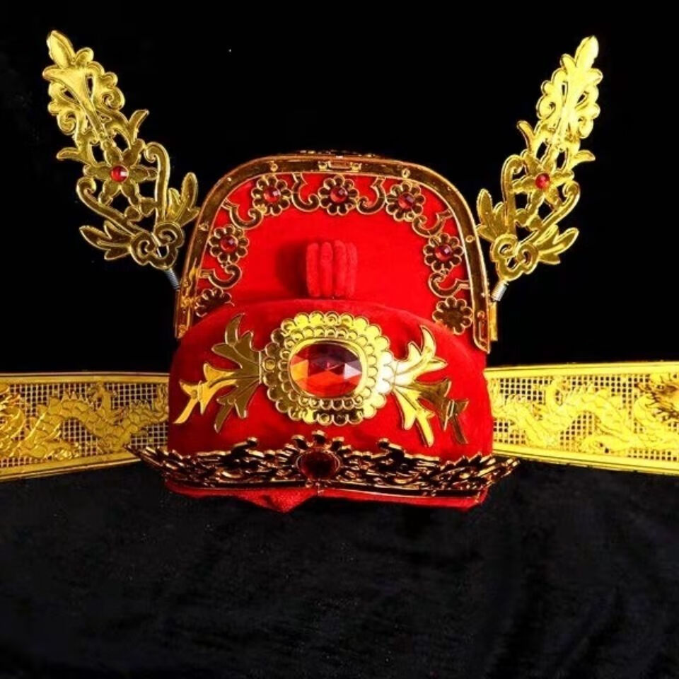 二龙戏珠款状元帽 财神帽 高考状元帽子 乌纱帽 县官帽 状元服装2021