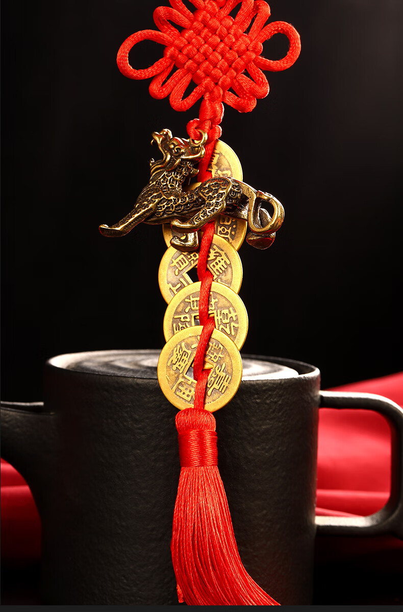 五帝钱真品入户门寅亥堂纯铜五帝钱挂件仿古真品黄铜钱币入户门对门槛