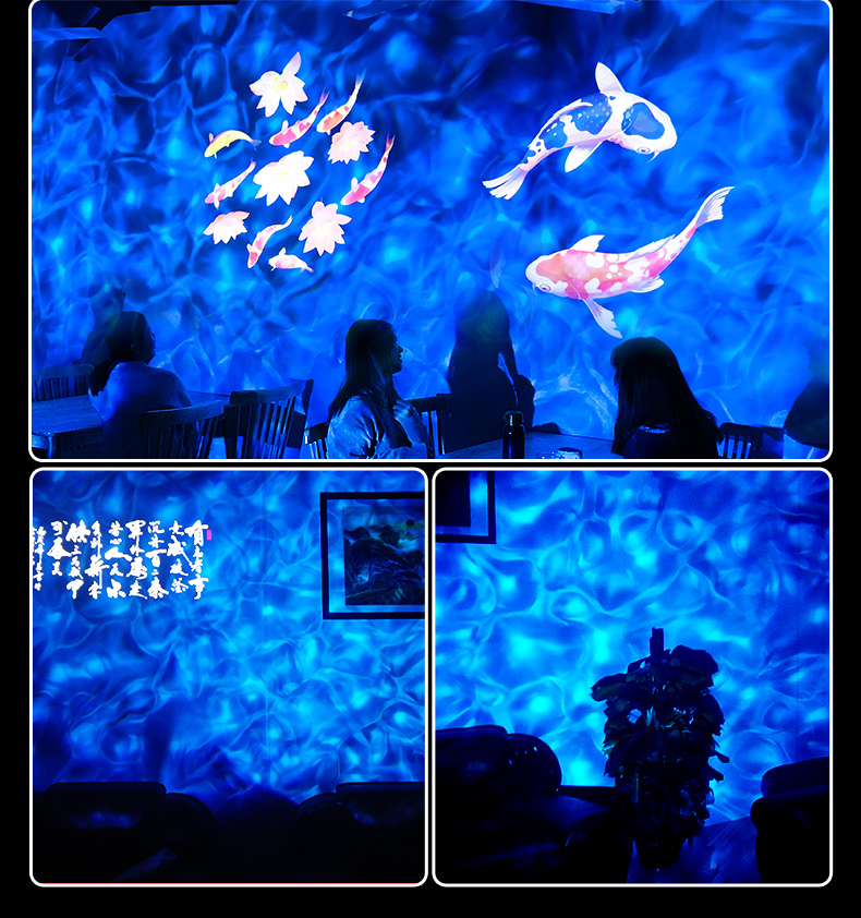 新款led动态波浪水纹灯海洋世界户外酒店大功率投影灯水波纹灯全彩