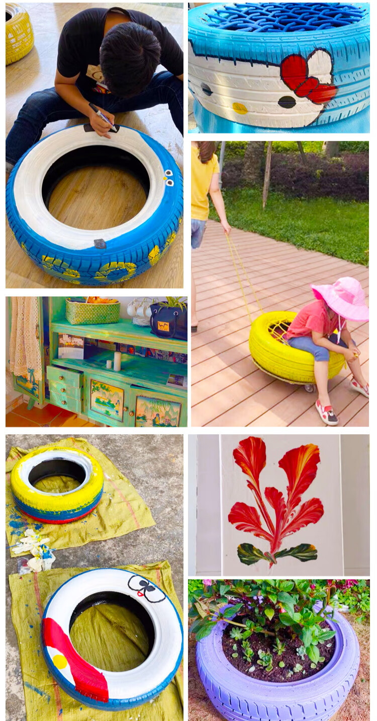 外墙漆轮胎漆涂鸦漆彩绘油漆幼儿园外墙花盆刷水性涂料防水颜料绘画