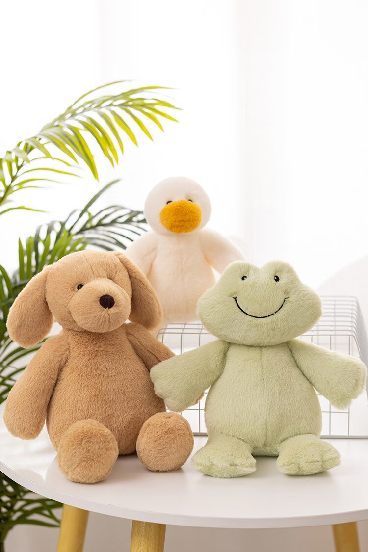 一只开心微笑快乐青蛙毛茸茸毛绒娃娃公仔安抚玩偶陪睡少女生日礼物