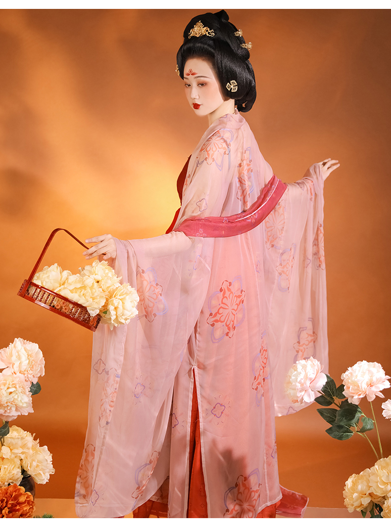 汉服女美人妆烫金齐胸六米大摆襦裙古装春红色系古风成人汉服女碟仪杏