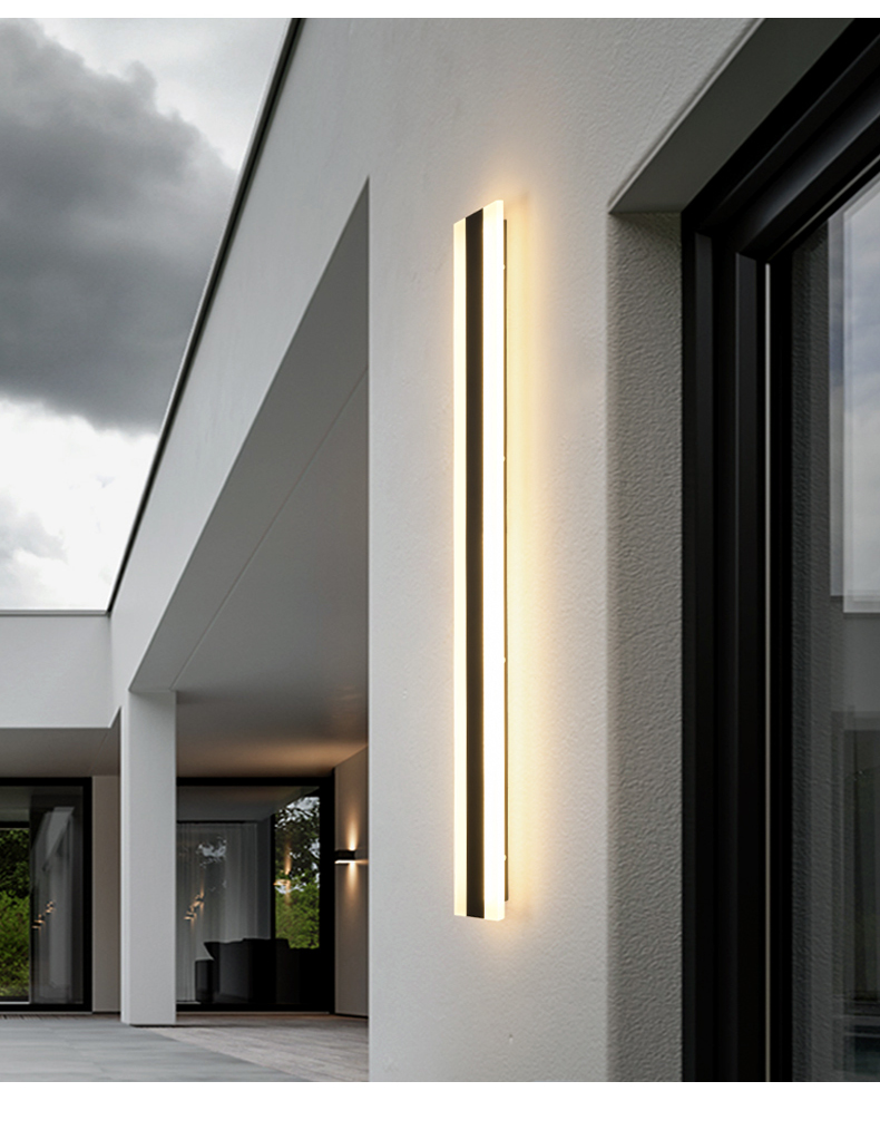 银枪 极简壁灯卧室床头灯长条北欧创意灯管长条线条灯客厅背景墙壁灯 