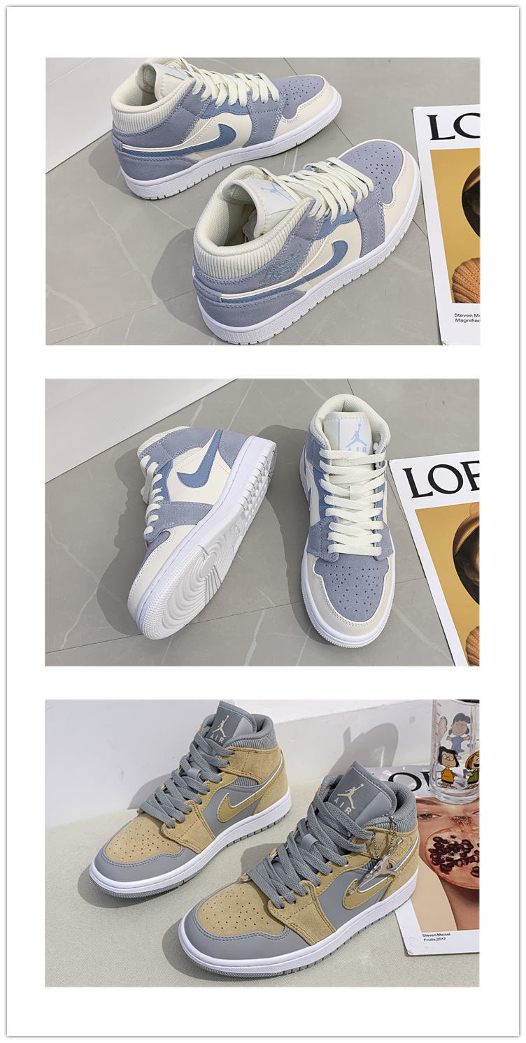 aj1乔一中帮灰蓝紫 巴黎 香芋紫男女鞋板鞋运动鞋da4666-200 aj中帮