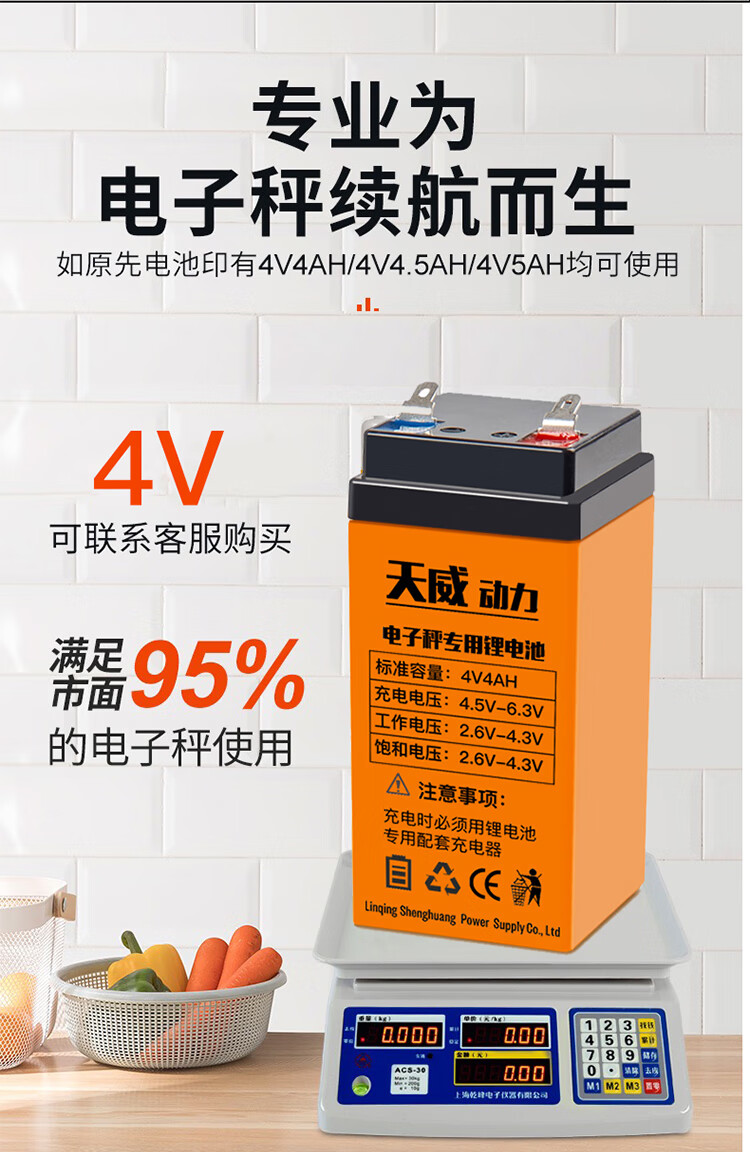 定制适用tcs600大阳衡器佰莉斯hy822电子台秤4v4铅酸蓄电池大容量4v4