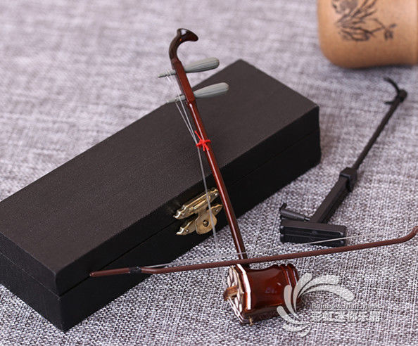 【曲美思】手工木质微缩迷你二胡乐器模型摆件配娃娃老外中国传统特色