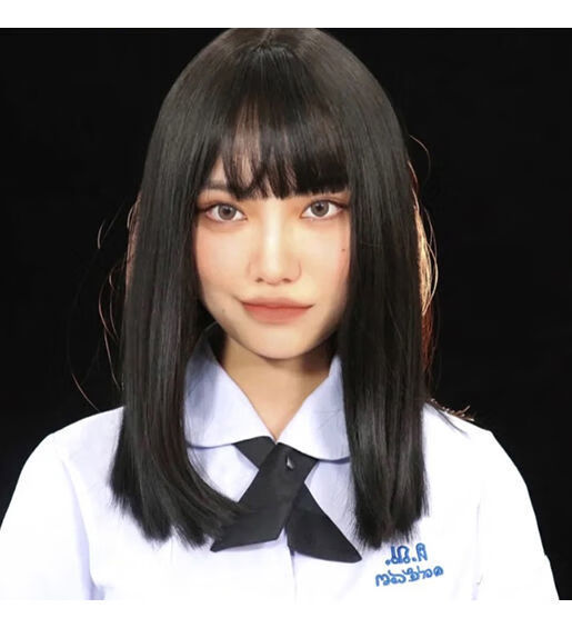 禁忌女孩娜诺假发学生中长直发漫画齐刘海自然锁骨修圆脸全头套式