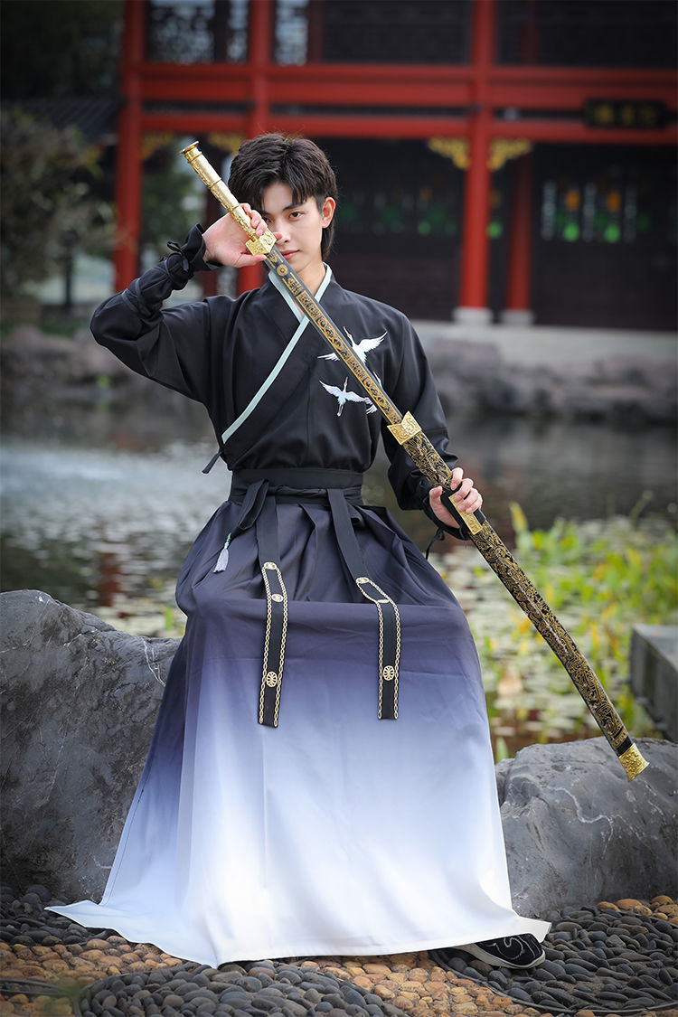 磐王男装 古风帅气汉服男古装侠客全套武侠风班服剑客运动会表演服 a