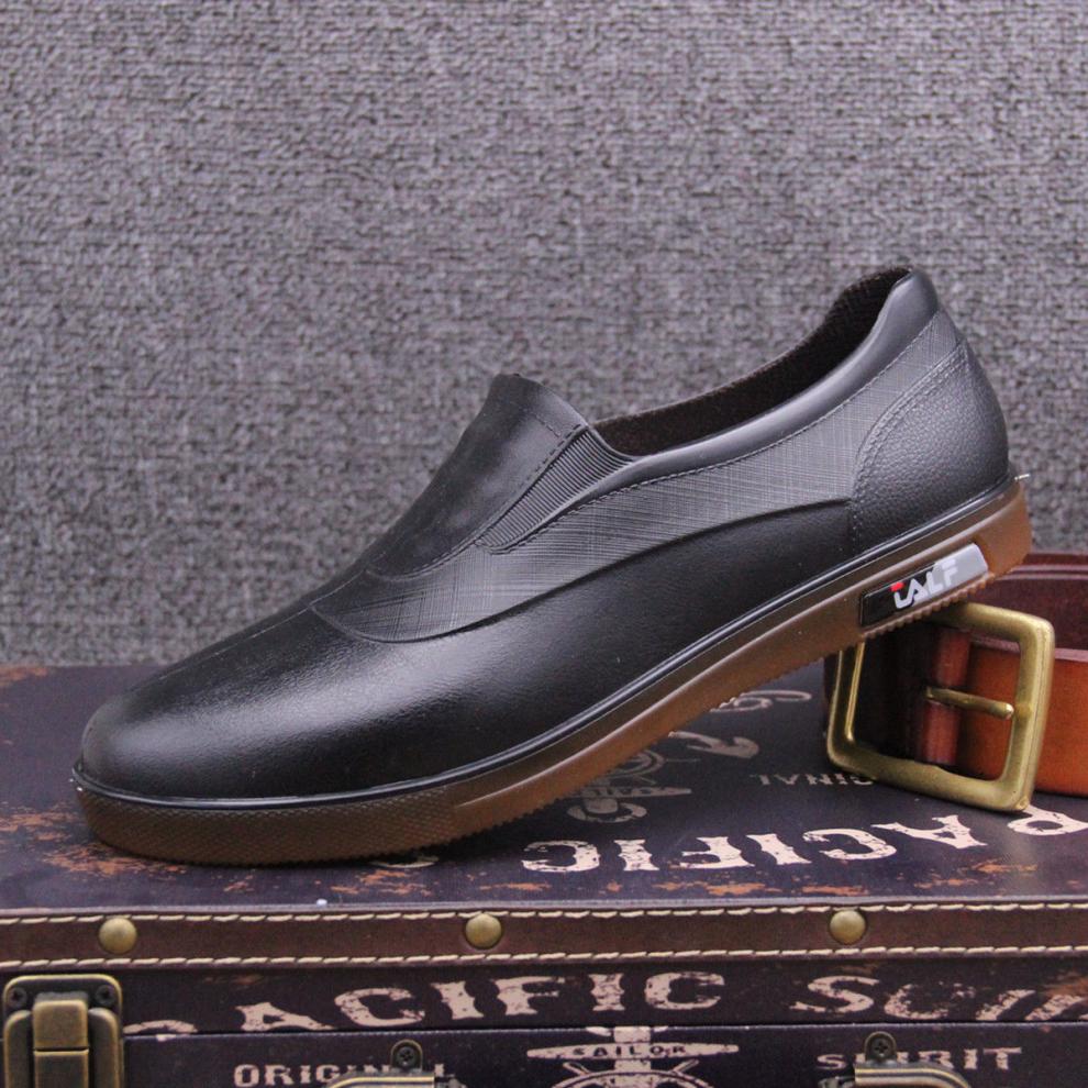 时尚雨鞋男士防雨鞋防滑水鞋短筒防水鞋低帮雨靴胶鞋黑色工作鞋男黑色