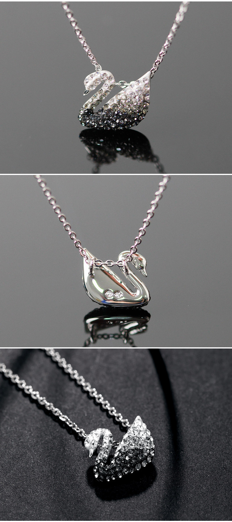 swarovski施华洛世奇黑白渐变色小天鹅项链锁骨链女送女友礼物小号