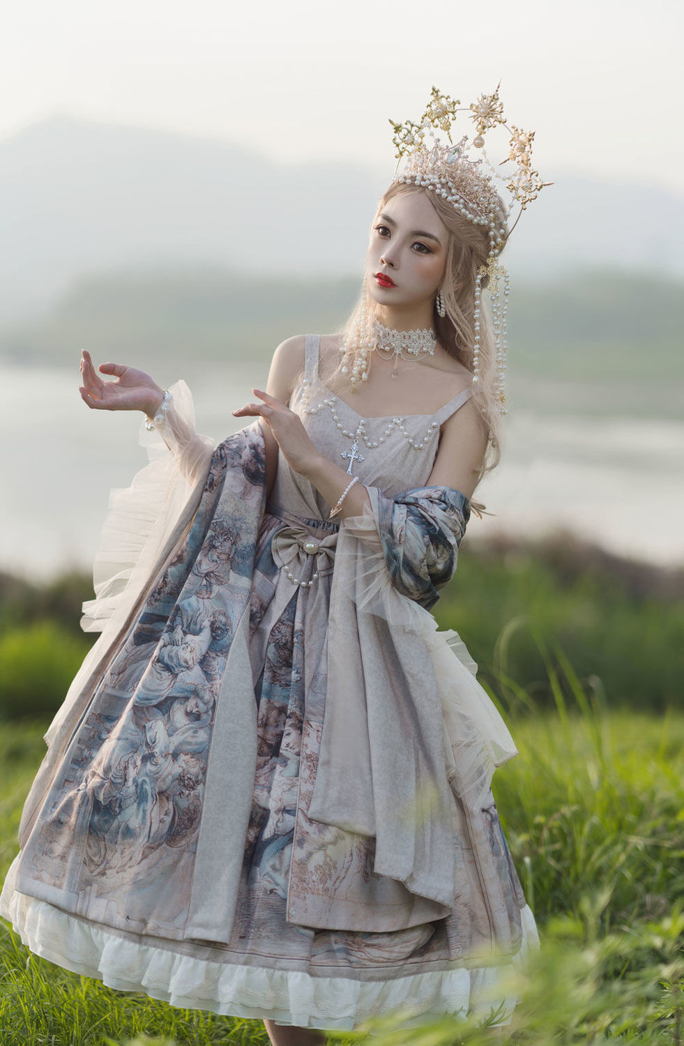 fgacct【全款】洛丽塔油画柄宫廷华丽梦幻连衣jsk吊带lolita子 吊带