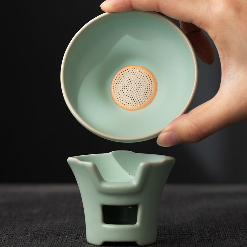 陶艺公社茶漏陶瓷功夫茶具配件家用复古青花公道杯茶海茶滤过滤器
