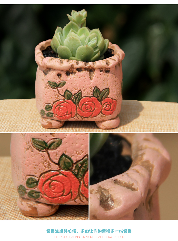阑兮阁千千多肉花盆陶瓷肉肉植物迷你彩色创意花盆室内阳台小花盆桔色