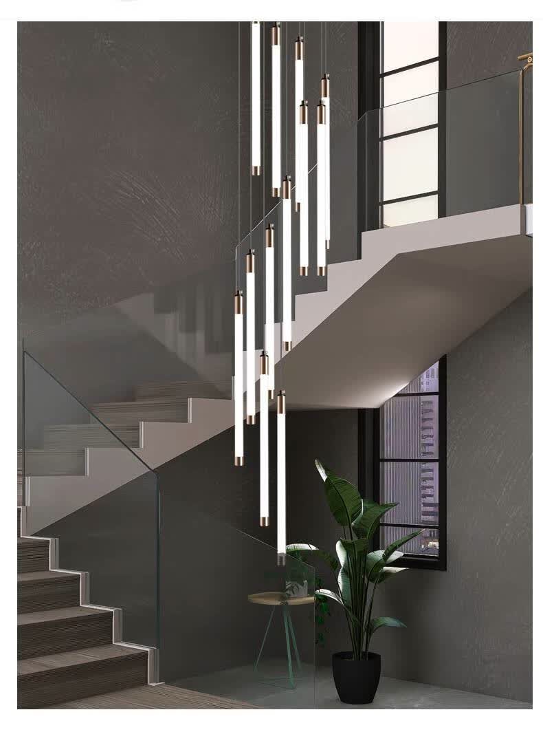 楼梯吊灯现代简约大气家用复式楼客厅loft极简公寓别墅旋转中空灯