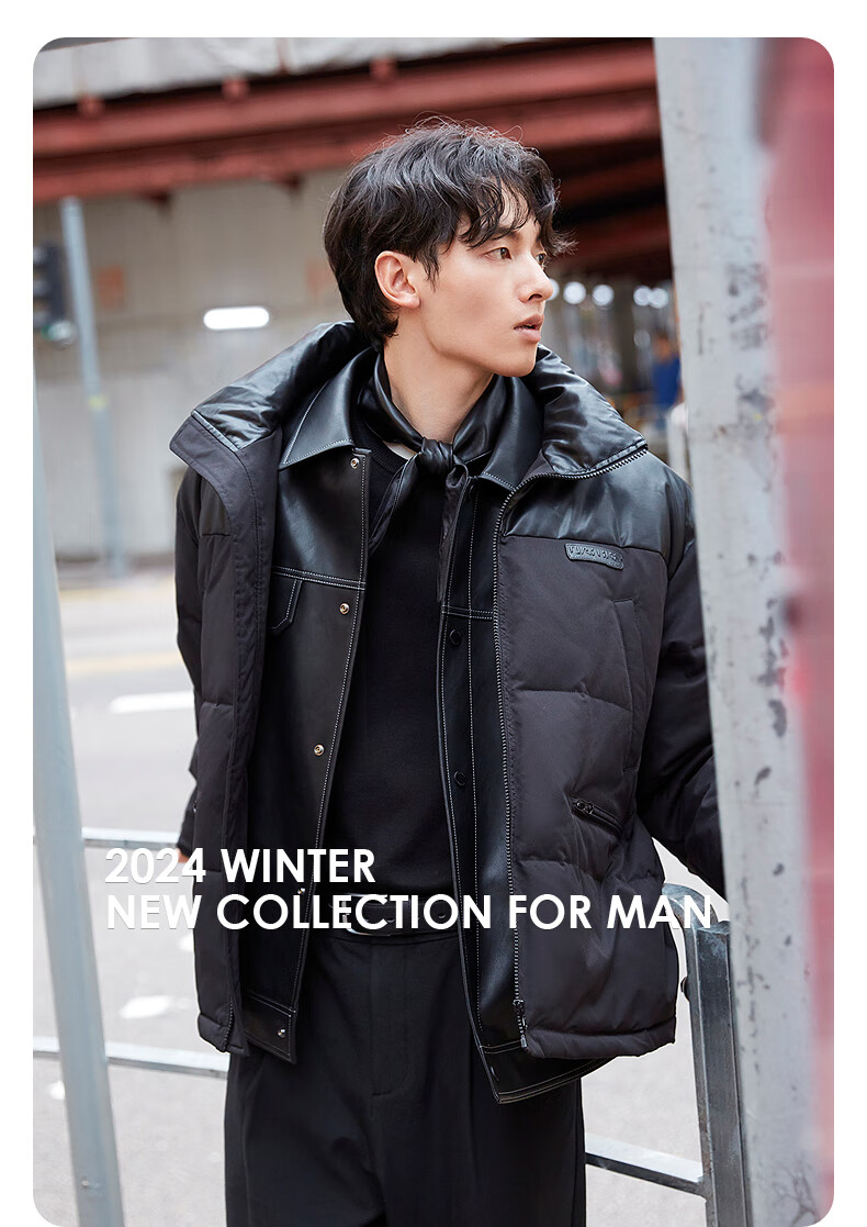 GXG Men's Commuter Thick Cotton Jacket, Warm Coat, New for Winter 2024, Black, Size 175/L 5