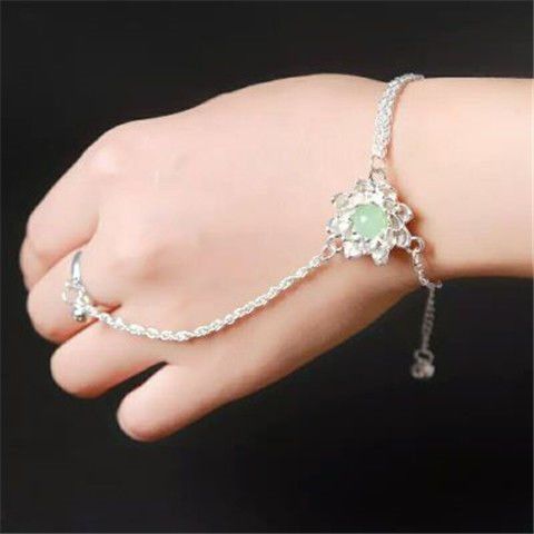 nice古风手链戒指一体彼岸花戒指手链一体古风手饰红绳子女生生日礼物