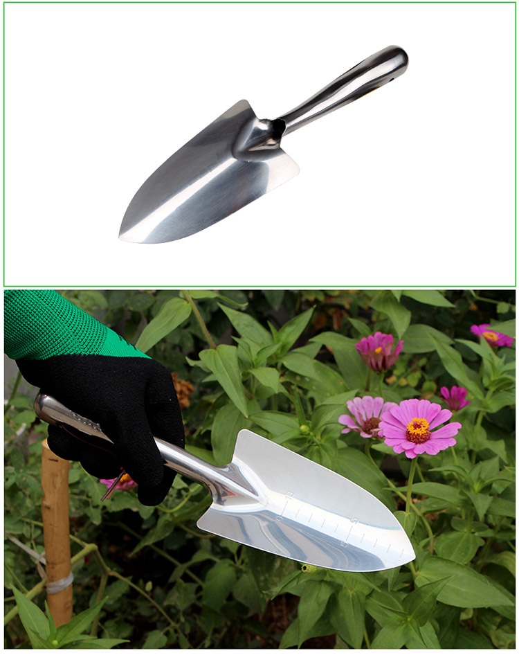 不锈钢园艺铲锹铁锹手铲子种菜养花挖野菜户外野营车载工具不锈钢宽尖