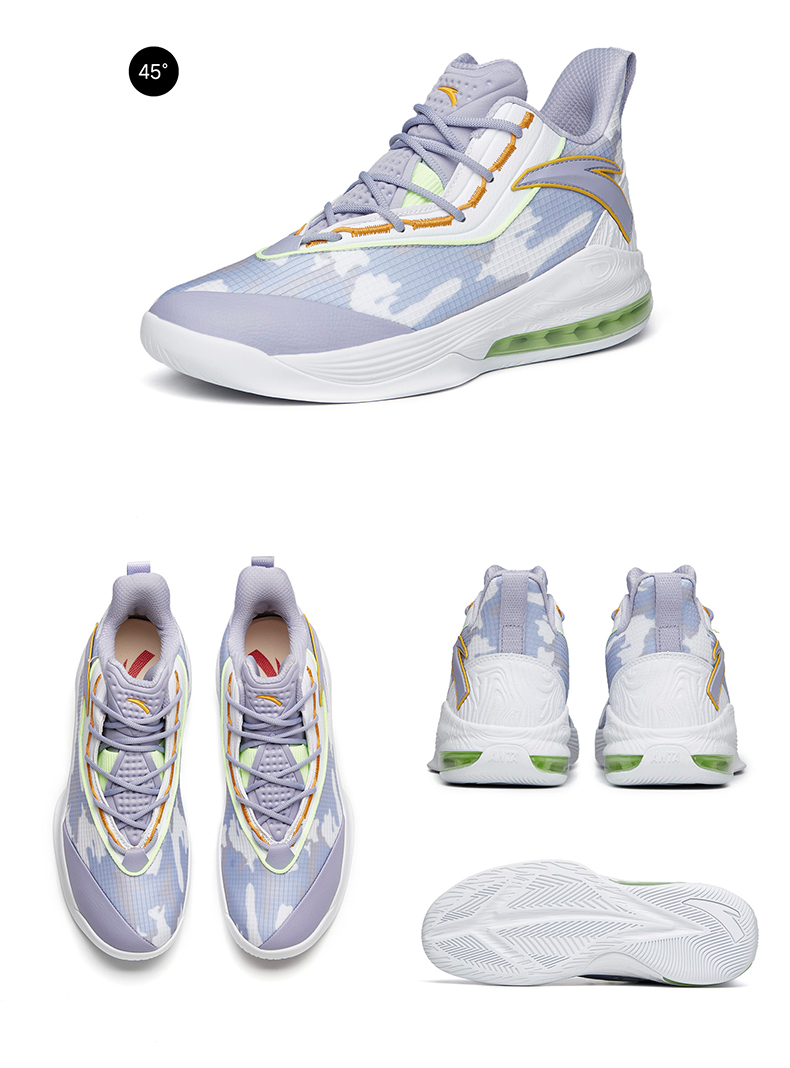 安踏神盾2代篮球鞋男2022夏季新款高帮耐磨实战球鞋运动鞋子杨絮紫