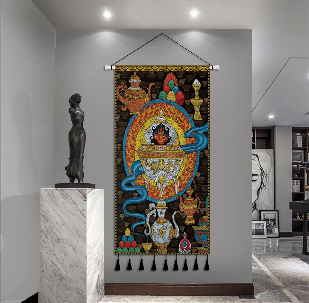 悠画民宿装饰挂毯少数民族藏族挂布客厅入户玄关藏式挂画布艺05宽40高