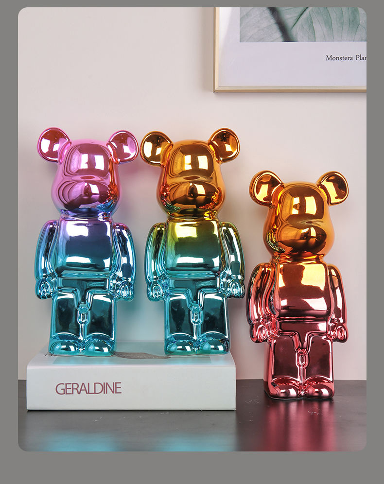 电镀暴力熊摆件潮玩直播网红软装家居装饰品客厅电视柜地台旁 电镀