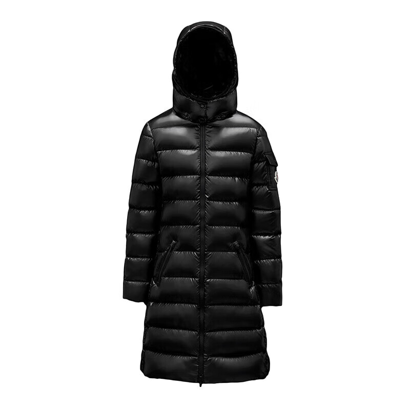 moka系列 儿童款女孩黑色漆面连帽长款羽绒服h29541c