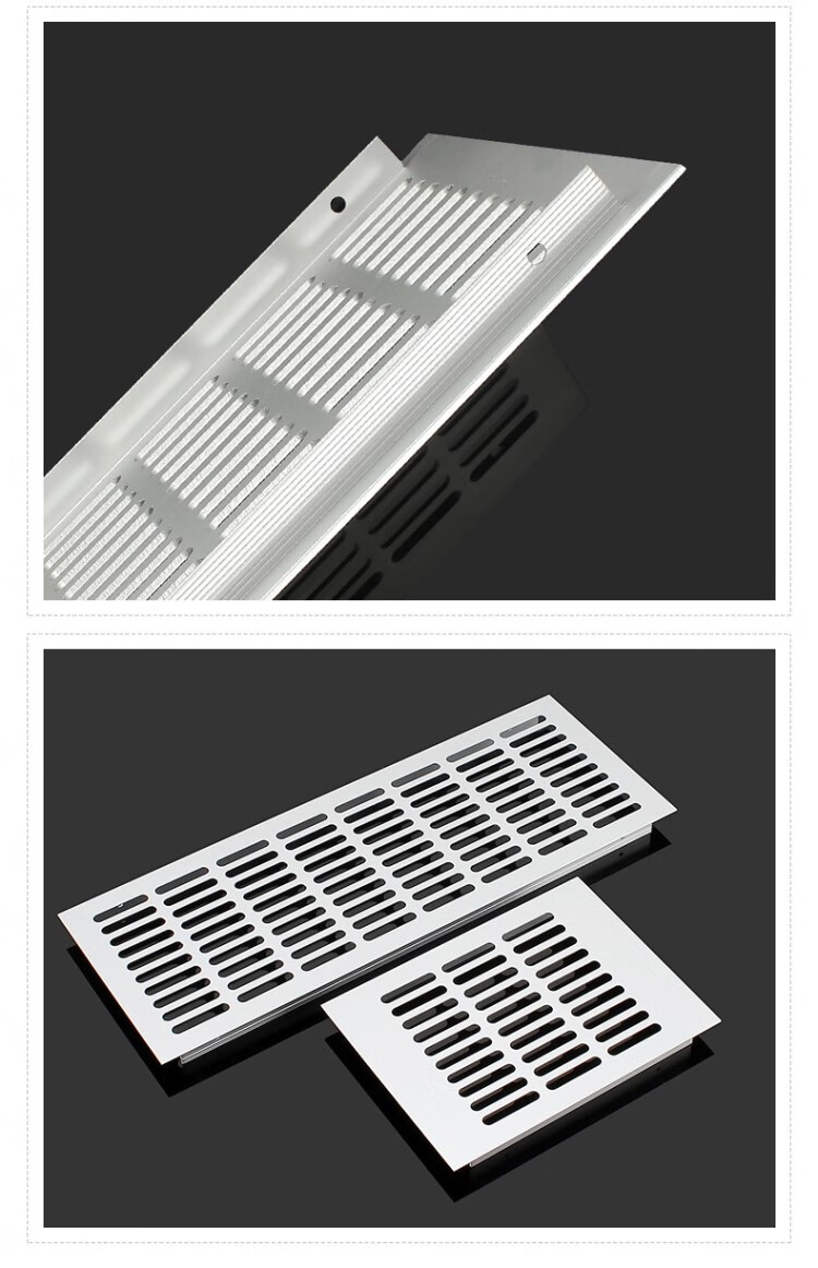 铝合金透气网长方形橱柜透气孔燃气灶散热网鞋柜衣柜通风装饰孔盖 哑