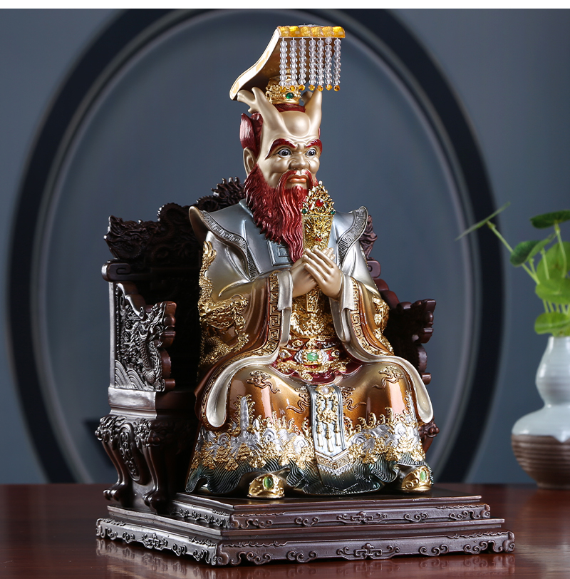 盛凡 四海龙王神像西海东海龙王像纯铜锦雕手工珐琅掐丝镶宝龙王爷