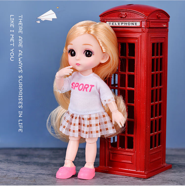 17厘米娃娃迷糊裸娃迷你芭比娃娃公主儿童玩具女网红玩具女孩洋洋头