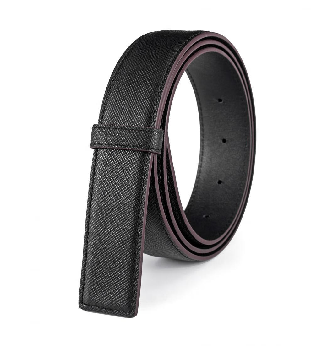 高品质男女士真皮腰带 高端品质 原版十字纹双面进口头层牛皮圆孔皮带