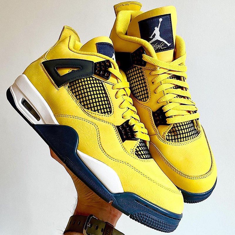 黑黄篮球鞋男乔四复刻气垫运动鞋ins情侣跑步鞋潮 aj4大学蓝 41【图片