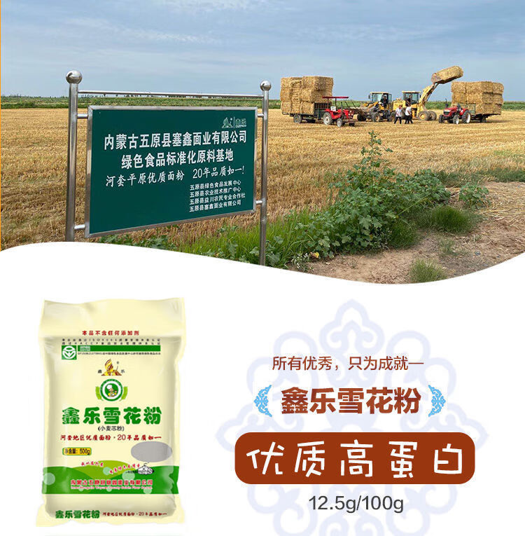鑫乐全麦粉鑫乐高筋面粉河套全麦面粉含膳食纤维麦麸粉包子面粉饺子