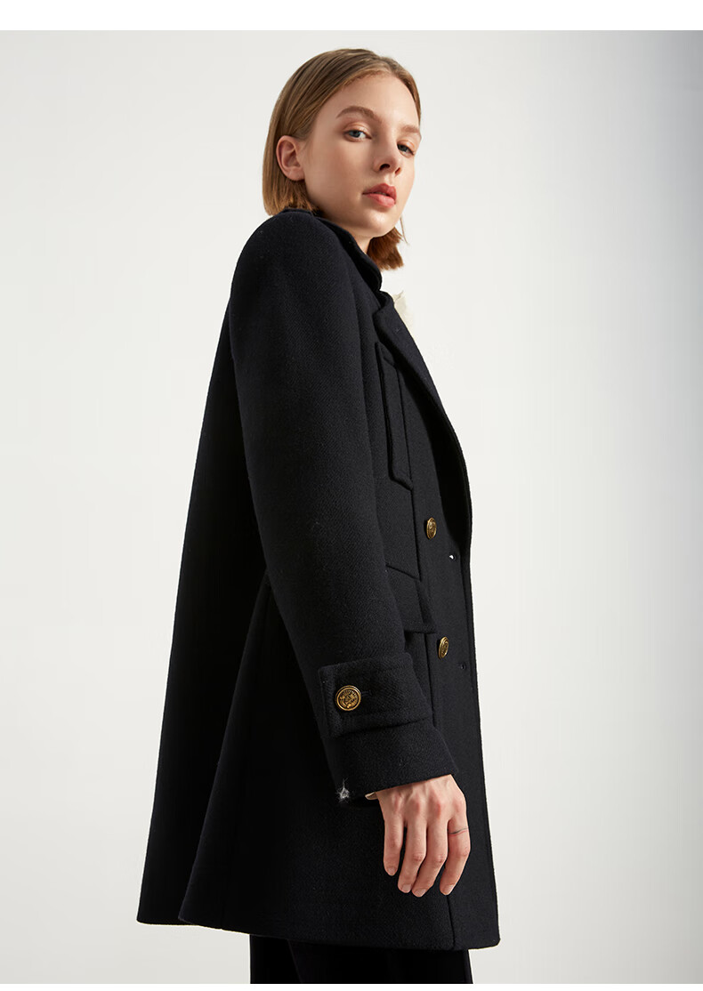 商场同款艾诺丝雅诗2021冬装新品经典复古设计感风女士呢大衣01032027