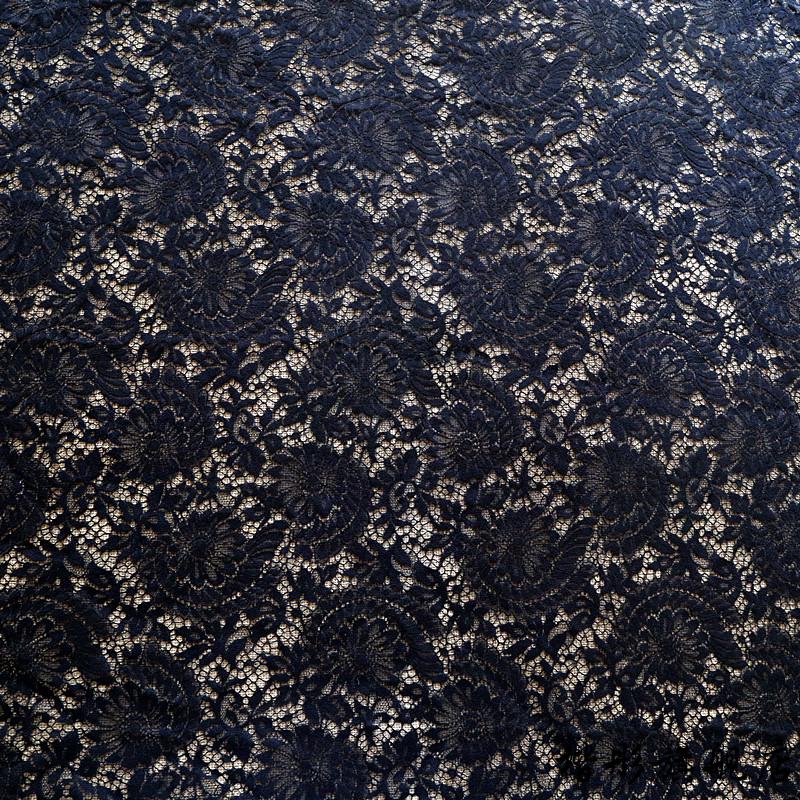 2022新款镂空布料加宽黑色刺绣镂空不勾丝弹力蕾丝花边裙子下摆袖子