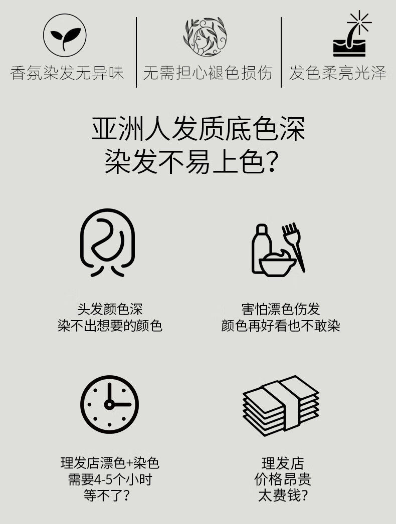 黑茶灰网红2022流行色亚麻灰棕奶奶烟灰色自己在家染发剂膏纯漂发剂
