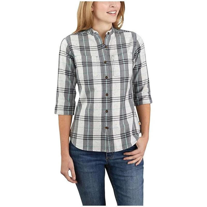 carhartt卡哈特女格子衬衫长袖纯棉柔软舒适休闲正品5272459gullgreym