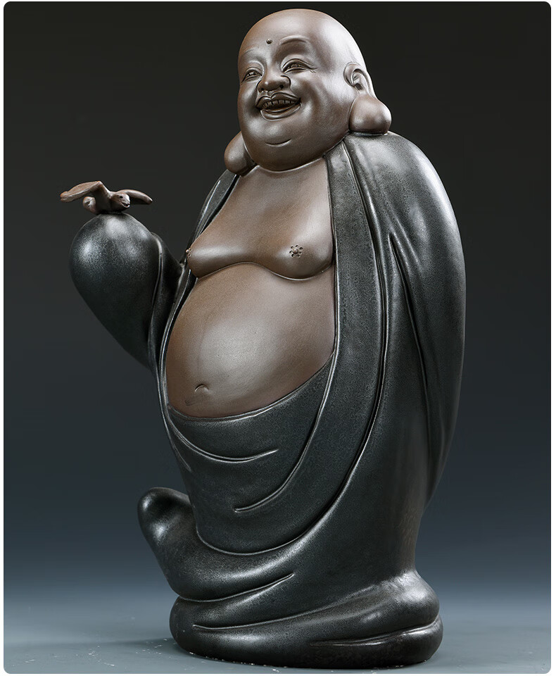 忆宝阁 佛像摆件家用陶瓷五福临门弥勒佛创意笑佛大肚佛客厅大气工艺