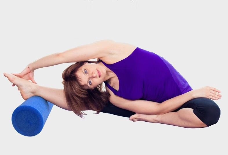 泡沫轴肌肉放松滚轴初学者瑜伽柱平衡 45厘米深蓝色/方巾 直径12cm