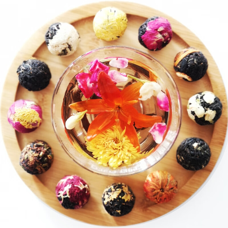 18颗花香滇红龙珠云南普洱茶叶工艺花茶球茉莉百合玫瑰组合礼盒装鲜花