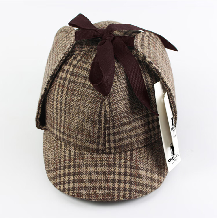 神探洛克猎鹿帽福尔摩斯帽子皮卡丘侦探帽卷福sherlock 黑色斜纹/黑色