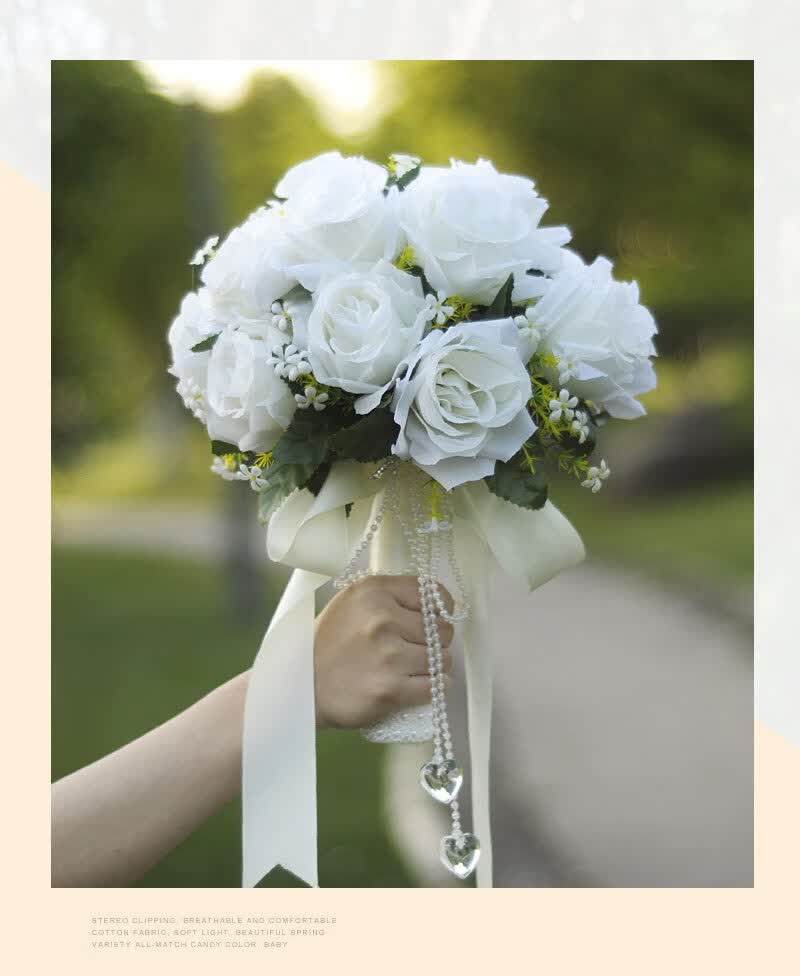 手捧花森系婚纱拍照摄影道具仿真花束新娘结婚礼韩式婚庆用品香槟色